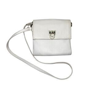 Women's Calvin Klein White Leather Crossbody Bag Gold Accent Excellent Condition
